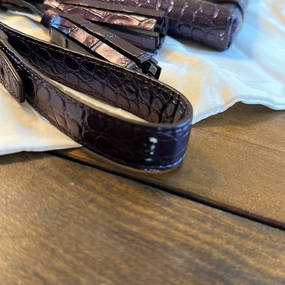 COACH Purple Embossed Leather Reptile Oversized Clutch Mega Wristlet - Picture 13 of 15